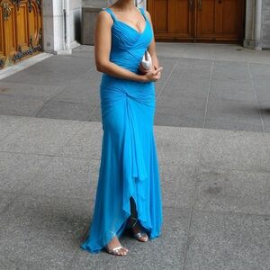 Caché Luxe Elegant Teal High Low Dress